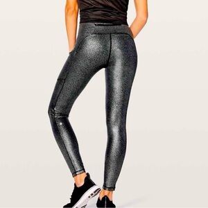 Lululemon Luminosity Foil Black/Silver Leggings